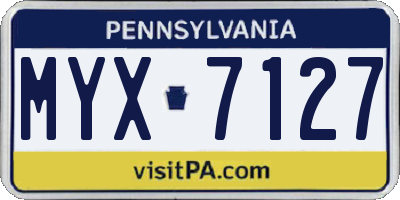 PA license plate MYX7127