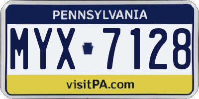 PA license plate MYX7128