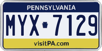 PA license plate MYX7129