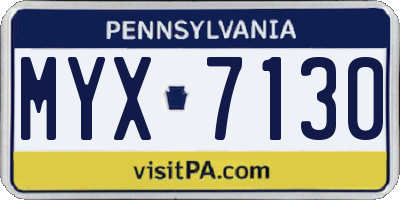 PA license plate MYX7130
