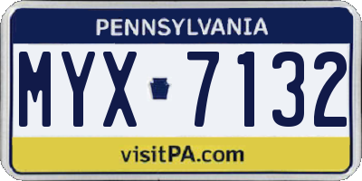 PA license plate MYX7132