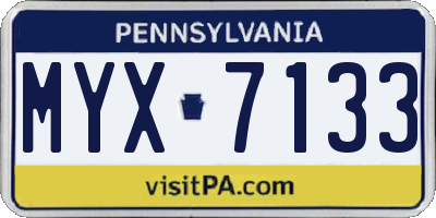 PA license plate MYX7133