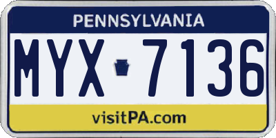 PA license plate MYX7136
