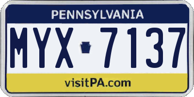 PA license plate MYX7137