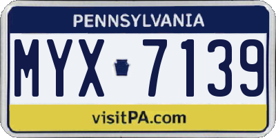 PA license plate MYX7139