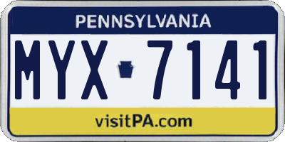PA license plate MYX7141