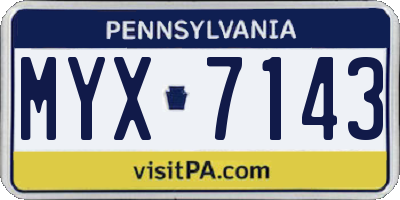 PA license plate MYX7143
