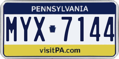 PA license plate MYX7144