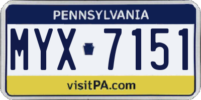 PA license plate MYX7151