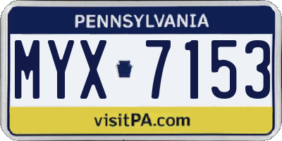 PA license plate MYX7153