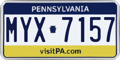 PA license plate MYX7157