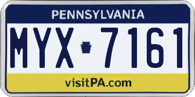 PA license plate MYX7161