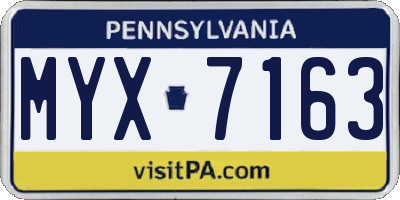 PA license plate MYX7163