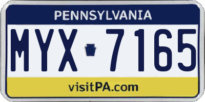 PA license plate MYX7165
