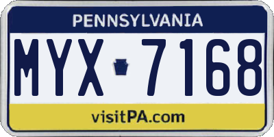 PA license plate MYX7168