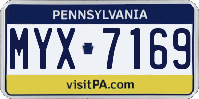 PA license plate MYX7169