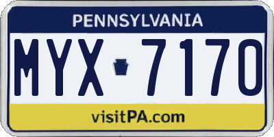 PA license plate MYX7170