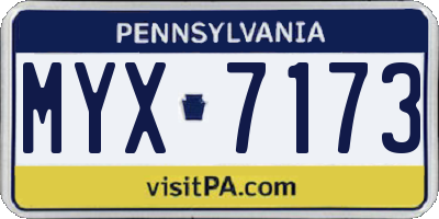 PA license plate MYX7173