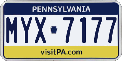 PA license plate MYX7177