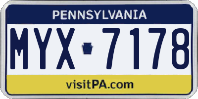 PA license plate MYX7178
