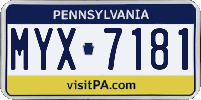 PA license plate MYX7181