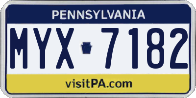 PA license plate MYX7182