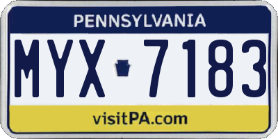 PA license plate MYX7183