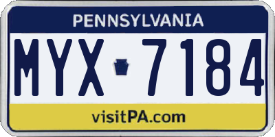 PA license plate MYX7184