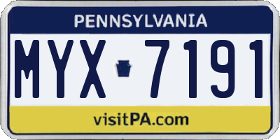 PA license plate MYX7191