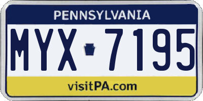 PA license plate MYX7195