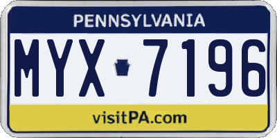 PA license plate MYX7196
