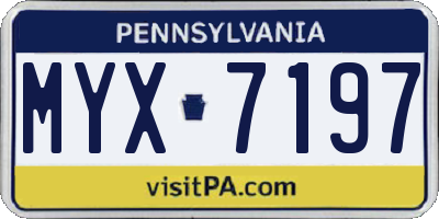 PA license plate MYX7197