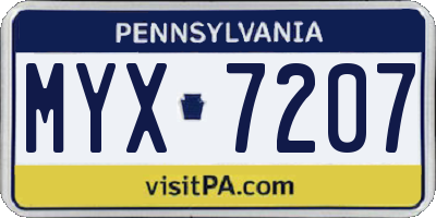 PA license plate MYX7207