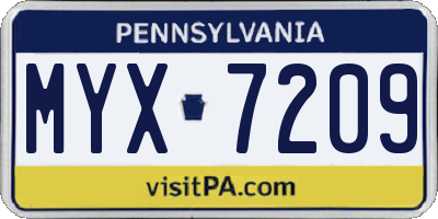 PA license plate MYX7209