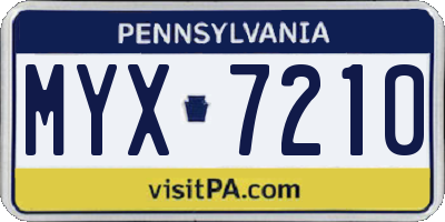 PA license plate MYX7210