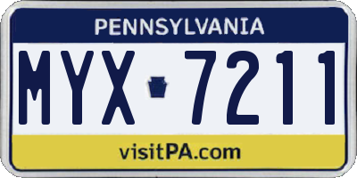 PA license plate MYX7211