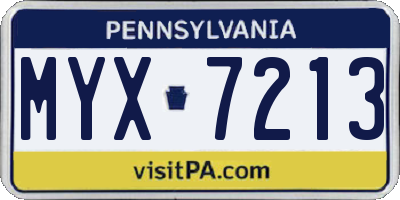 PA license plate MYX7213