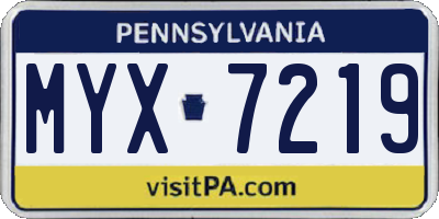 PA license plate MYX7219