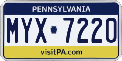 PA license plate MYX7220