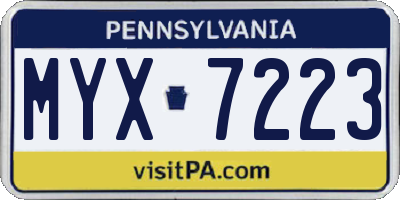 PA license plate MYX7223