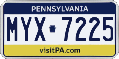PA license plate MYX7225