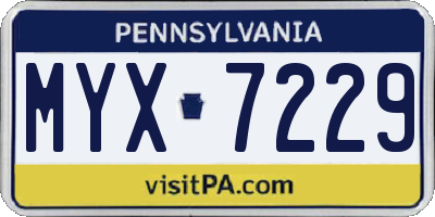 PA license plate MYX7229