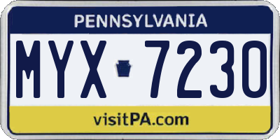 PA license plate MYX7230