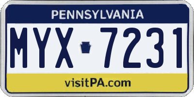 PA license plate MYX7231