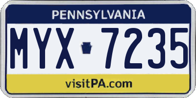 PA license plate MYX7235