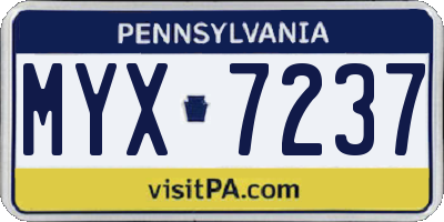 PA license plate MYX7237
