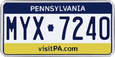 PA license plate MYX7240