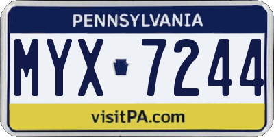 PA license plate MYX7244