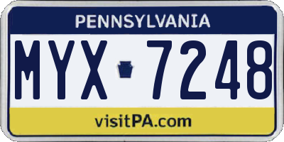 PA license plate MYX7248