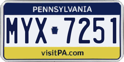 PA license plate MYX7251